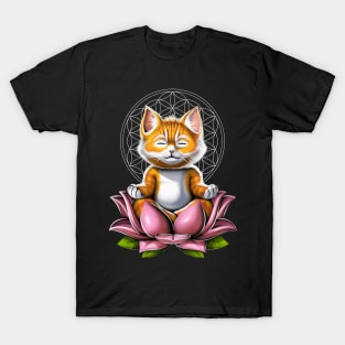 Cute Cat Meditation T-Shirt